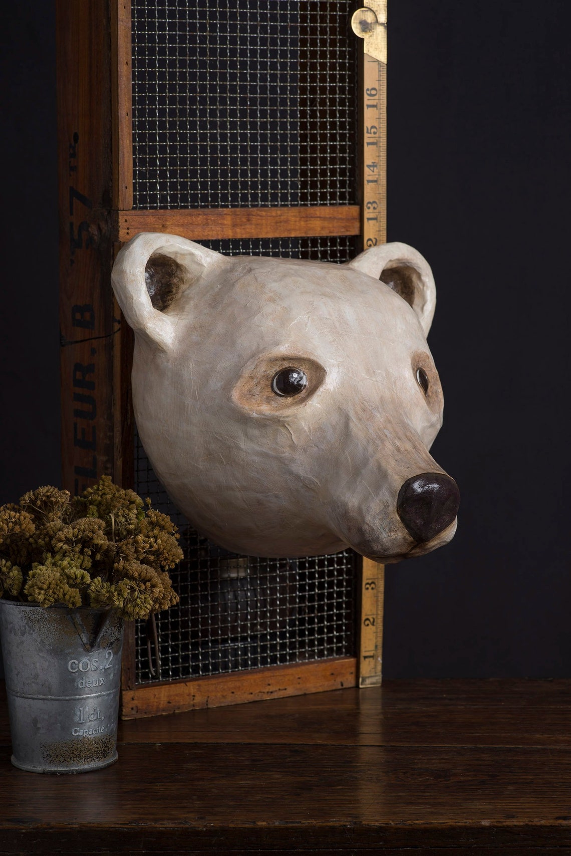 Paper Mache Bear Head Wall Mount Home Decor Animal Head Etsy