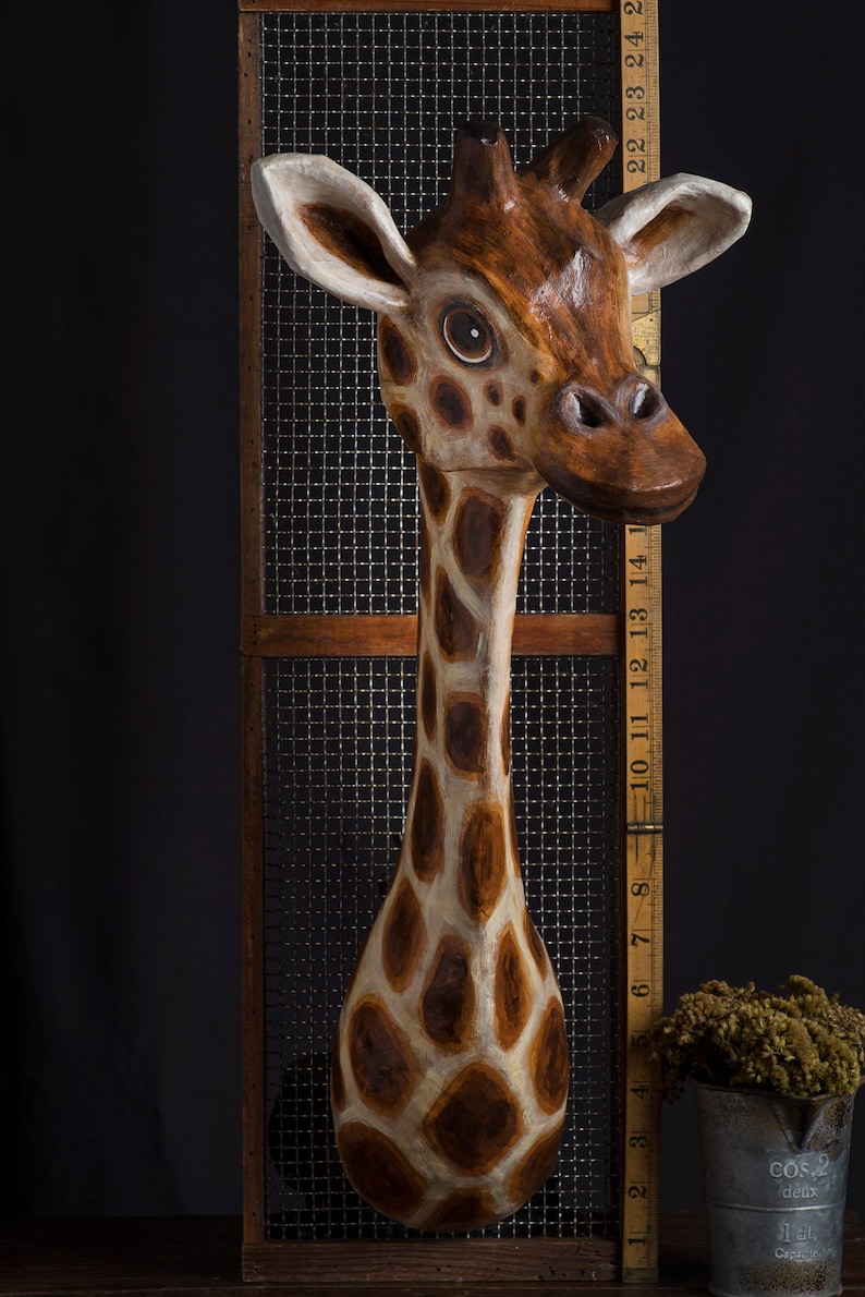 Paper Mache Giraffe Head Wall Mount Home Decor Animal - Etsy