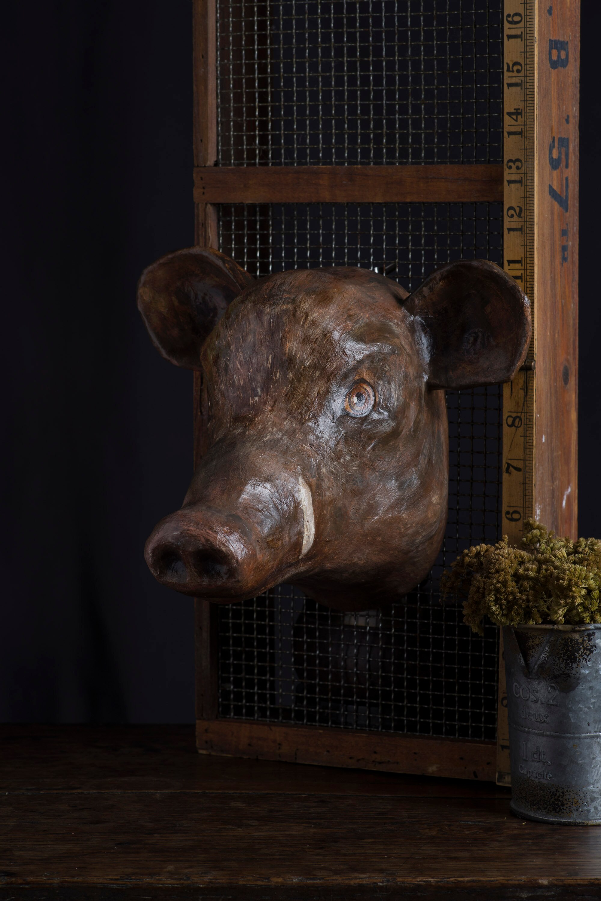 Paper Mache Boar Head Wall Mount Home Decor Animal Head Etsy