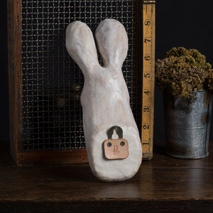 paper mache, rabbit, plant wall mount, home decor, wall hanging image 4