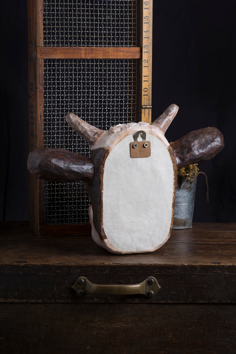 Paper Mache, Cow, Head Wall Mount, Home Decor, Animal Head, Wall