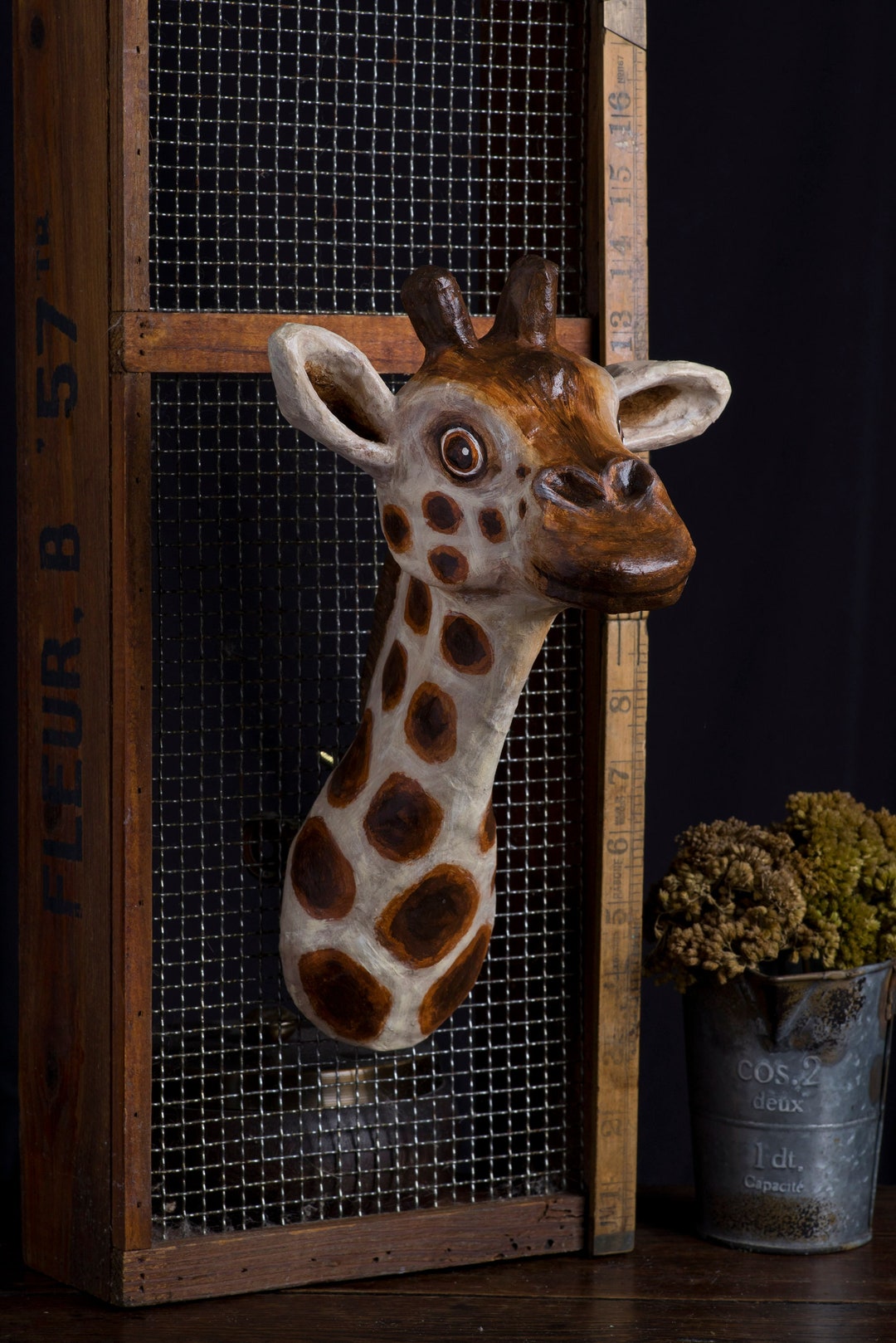 Paper Mache, Giraffe, Head Wall Mount, Home Decor, Animal Head, Wall