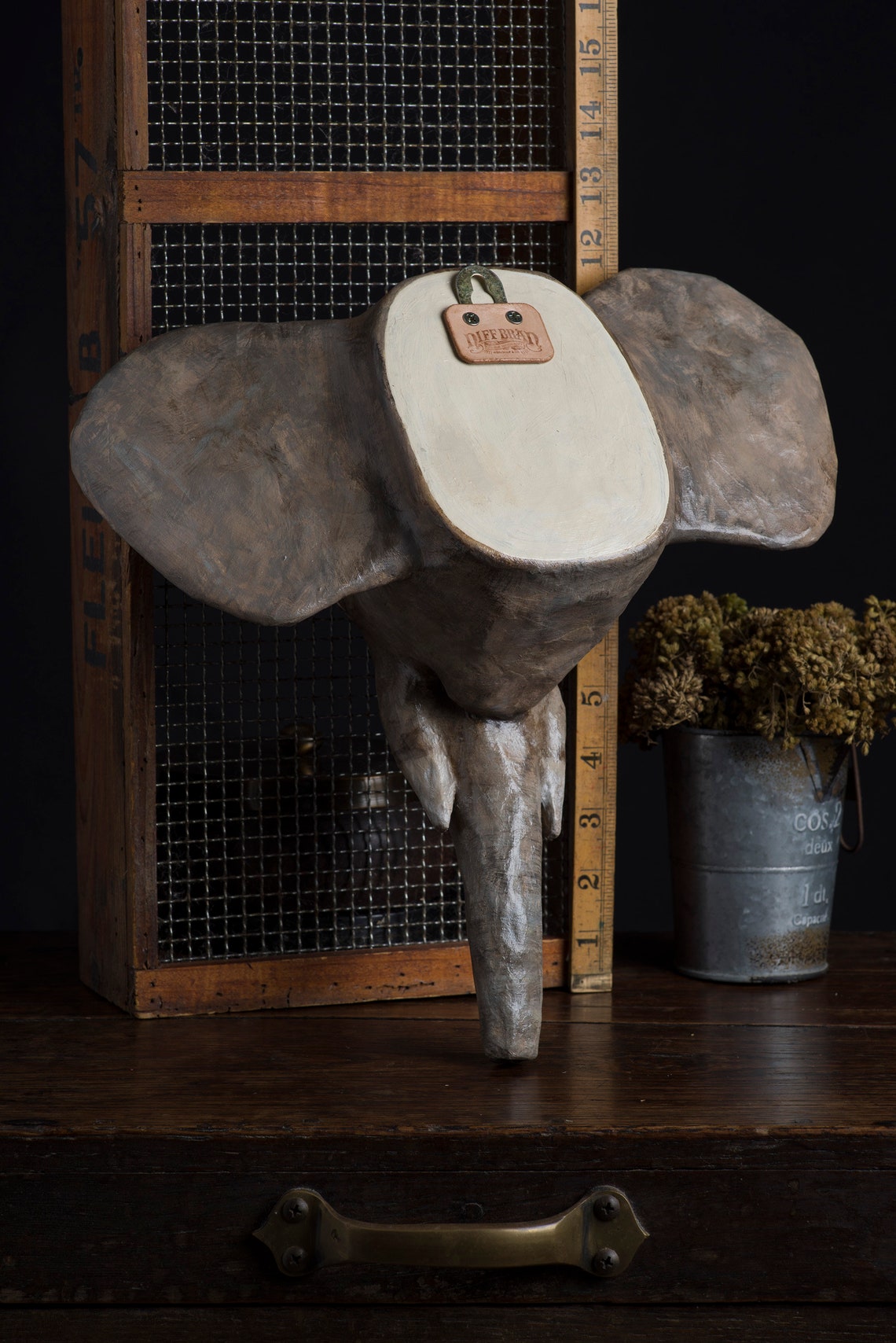 Paper mache elephant head wall mount home decor animal Etsy