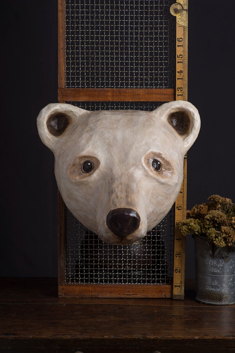 Paper Mache Bear Head Wall Mount Home Decor Animal Head Etsy