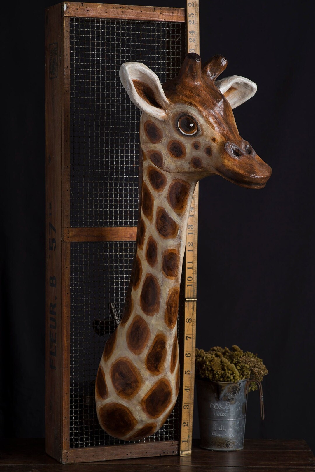 Paper Mache Giraffe Head Wall Mount Home Decor Animal Etsy