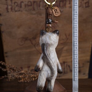 paper mache, cat, keychain, leather, animal, keyring image 3