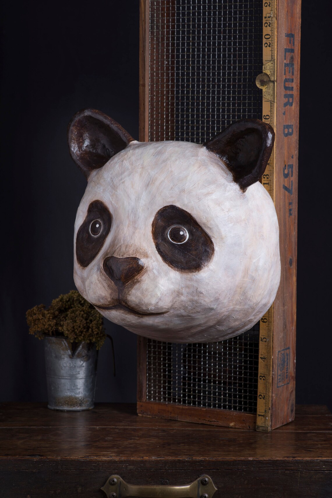 Paper Mache, Panda, Head Wall Mount, Home Decor, Animal Head, Wall