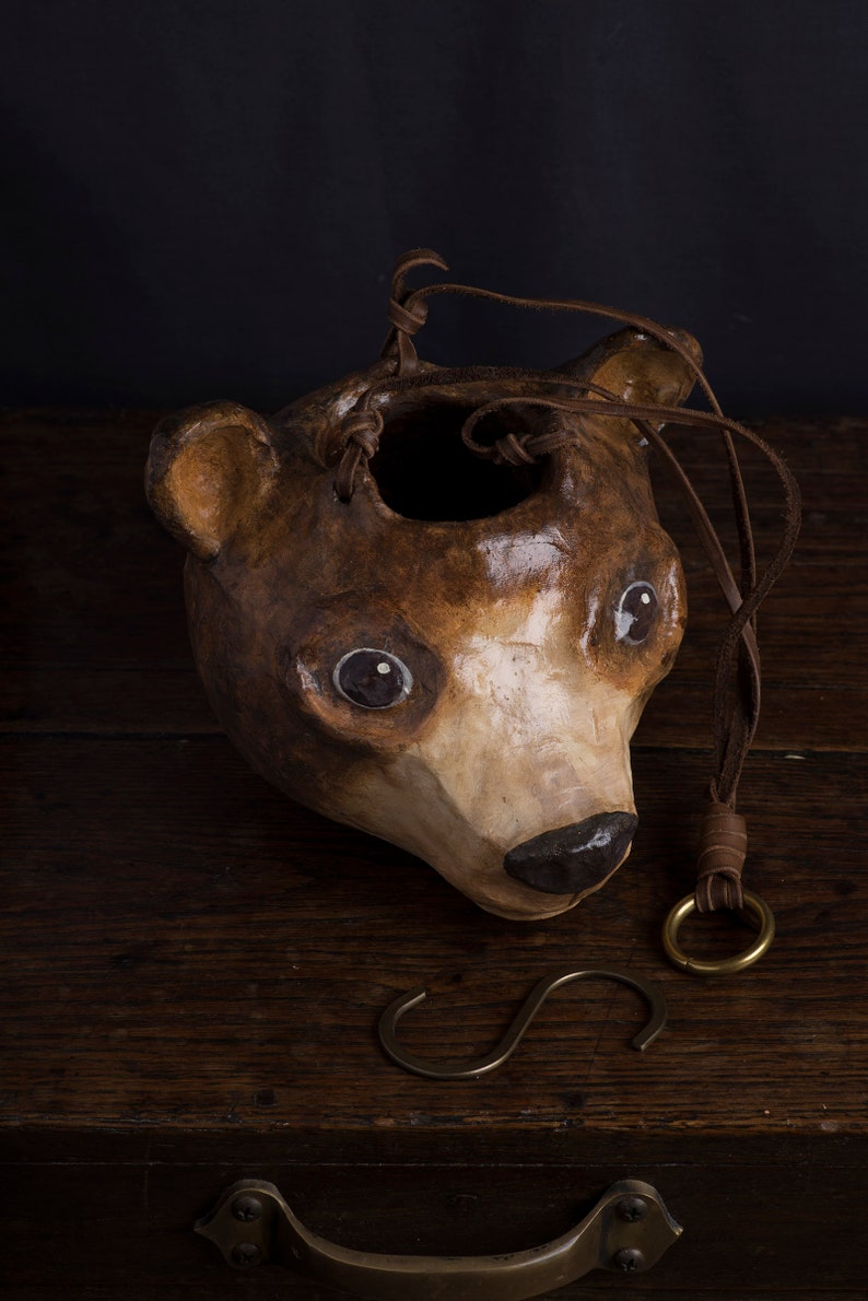 paper mache, bear, hanging vase, animal image 3