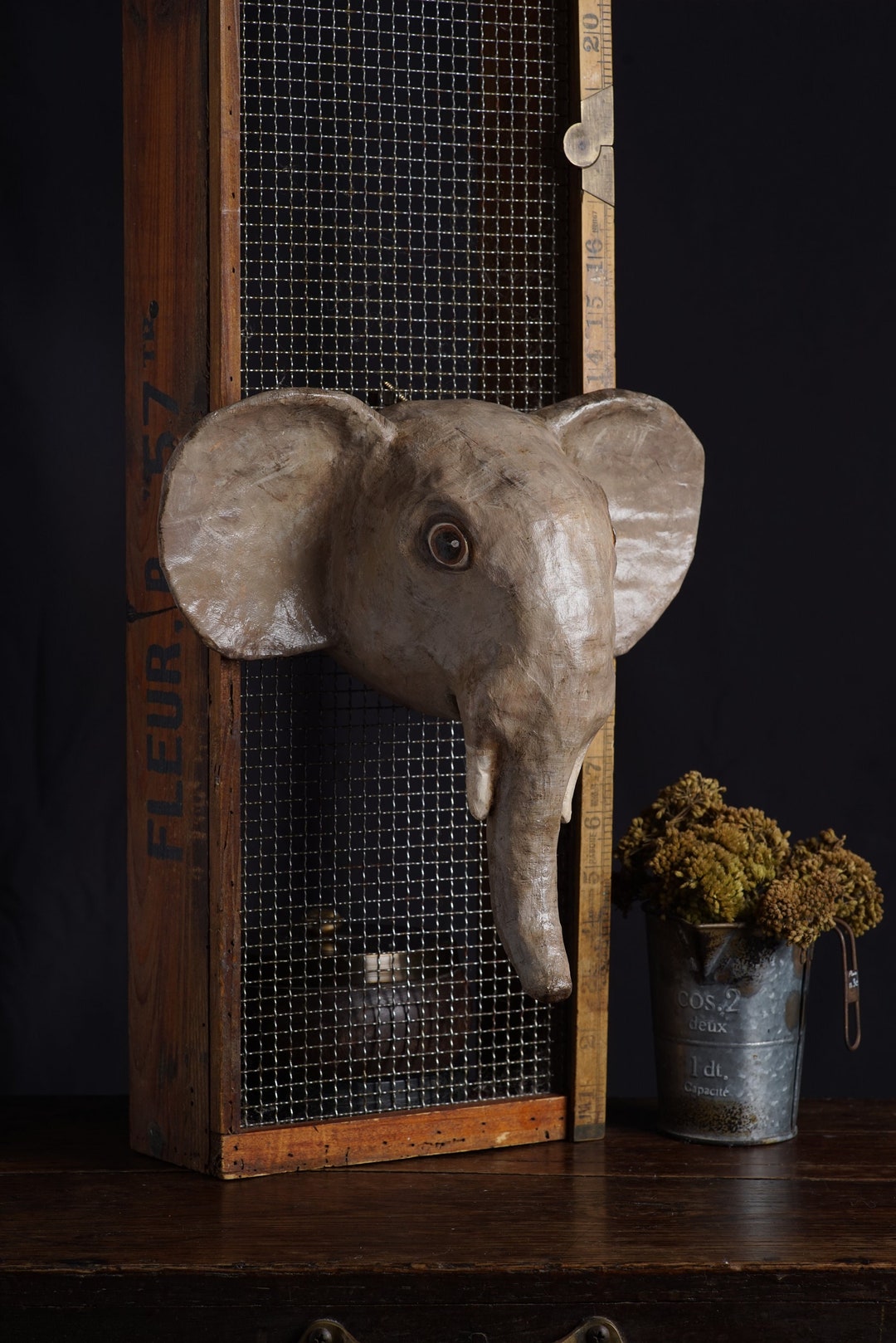 Paper Mache, Elephant, Head Wall Mount, Home Decor, Animal Head, Wall