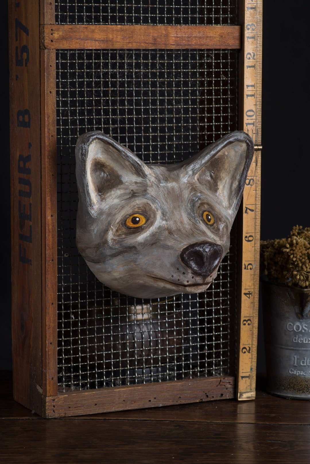 Paper Mache, Wolf, Head Wall Mount, Home Decor, Animal Head, Wall