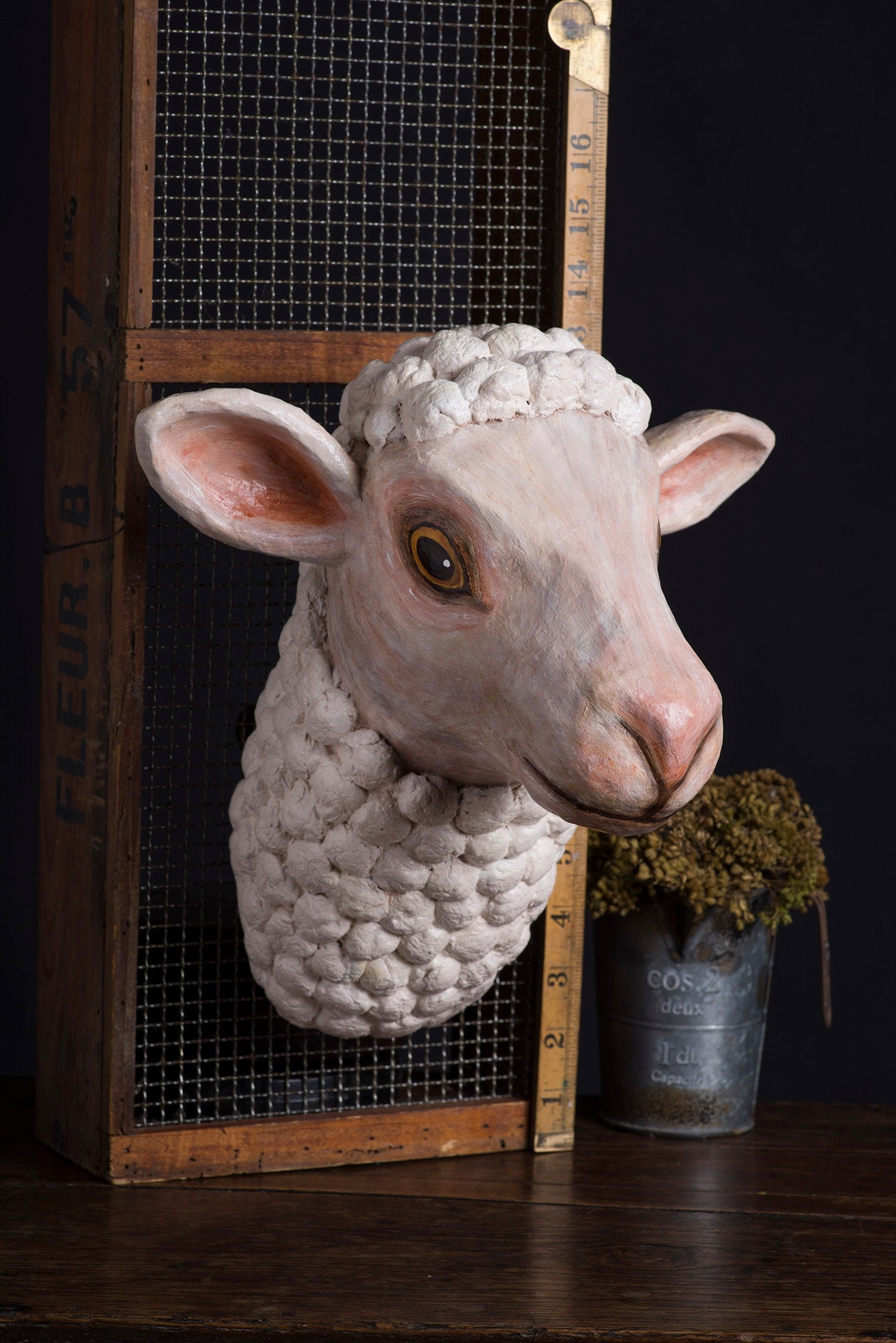 Paper mache sheep head wall mount home decor animal head Etsy