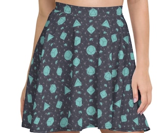 Retro D&D Dice and Dragons Skater Skirt - Geeky TTRPG Apparel