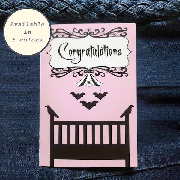 Gothic Congratulations on the New Baby Greeting Card - Baby shower card, Baby gifts, Geeky gifts, Nerdy gifts, New baby gifts, Gothic baby