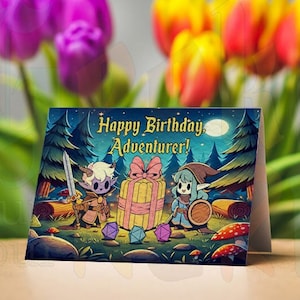 Happy Birthday Adventurer Birthday Card - D&D birthday card, DnD greeting card, TTRPG birthday card, DnD gifts, Geeky gifts, Nerdy gifts