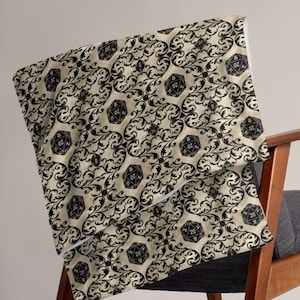 D&D Damask Dice Throw Blanket - DnD blanket, Dungeons and Dragons, RPG blanket, Dice blanket, Geeky gifts, Nerdy gifts, Christmas gifts