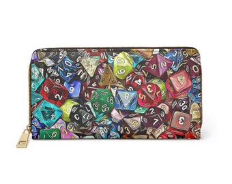 Rainbow Dice Zipper Wallet - D&D Gamer Gift