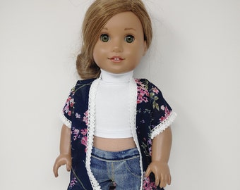 Fits like American doll clothing. 18 inch doll clothes. 18 inch doll clothing. Doll kimono style shirt