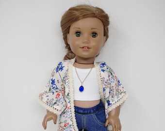 Fits like American doll clothing. 18 inch doll clothes. 18 inch doll clothing. Doll kimono style shirt