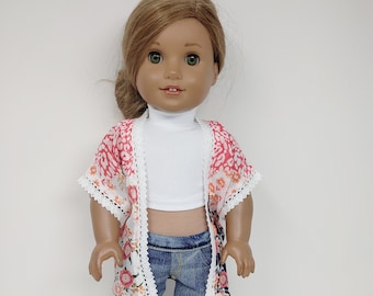 Fits like American doll clothing. 18 inch doll clothes. 18 inch doll clothing. Doll kimono style shirt