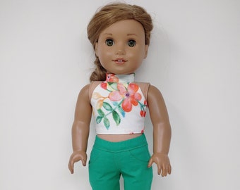 18 inch doll clothes. Fits like American doll top. 18 inch doll clothing. Halter neck shirt.