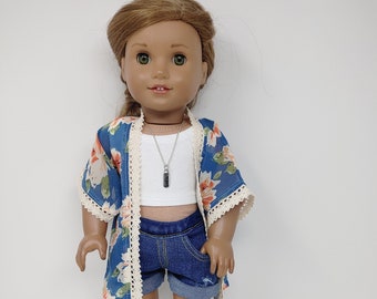 Fits like American doll clothing. 18 inch doll clothes. 18 inch doll clothing. Doll kimono style shirt