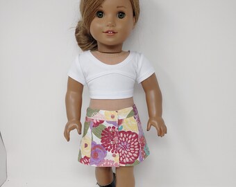 Fits like American doll clothes .18 inch doll clothes. 18 inch doll clothing.  Printed skirt