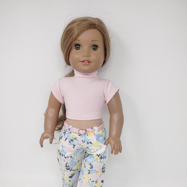 18 inch doll clothes. Fits like American  doll top. 18 inch doll clothing. Short sleeve mock neck shirt only