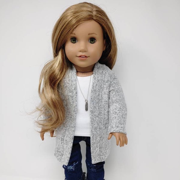 Modern 18 inch doll clothing. Fits like American girl doll clothes. 18 inch doll clothes. Cardigan sweater