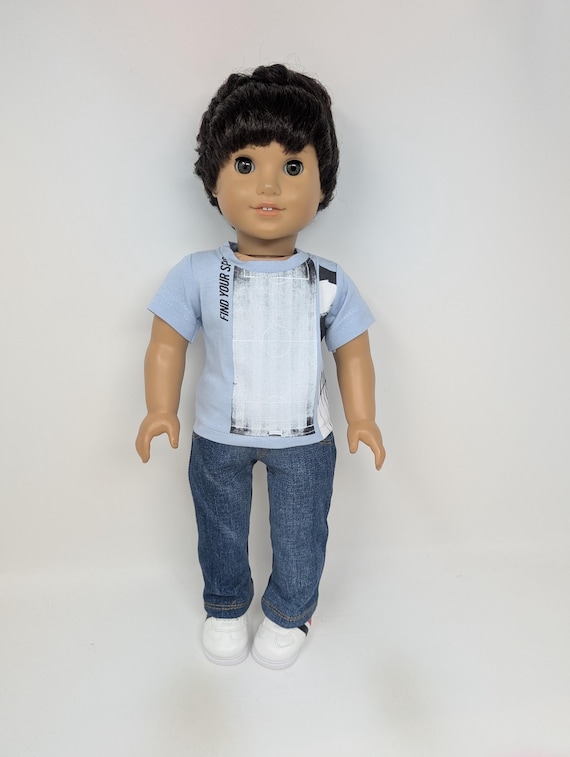 18 Inch Boy Doll Clothes: Blue Print Shirt UK