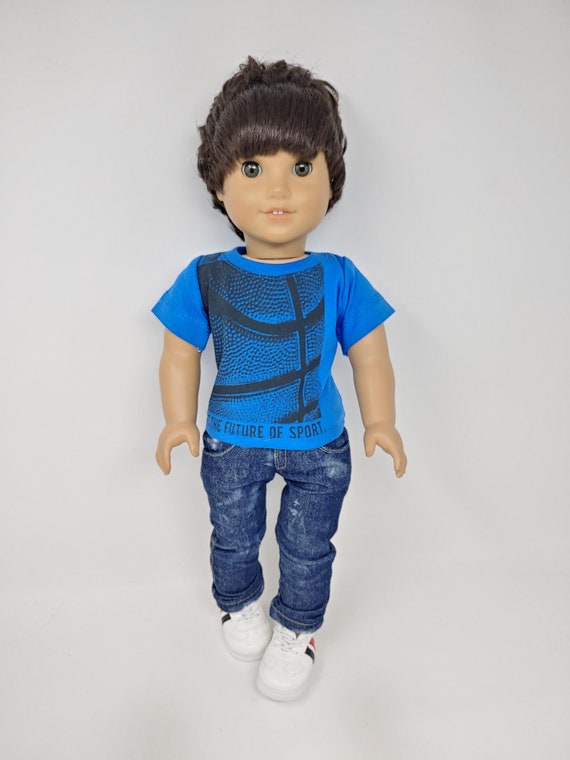 18 Inch Boy Doll Clothes: Blue Print Short Sleeve Shirt Israel