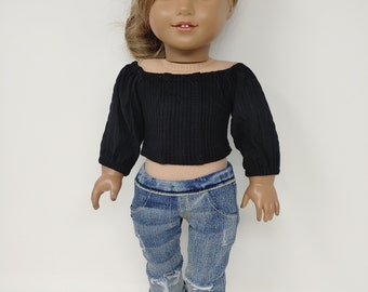 Fits like American doll clothing. 18 inch doll clothing. 18 inch doll clothes. Black boho shirt