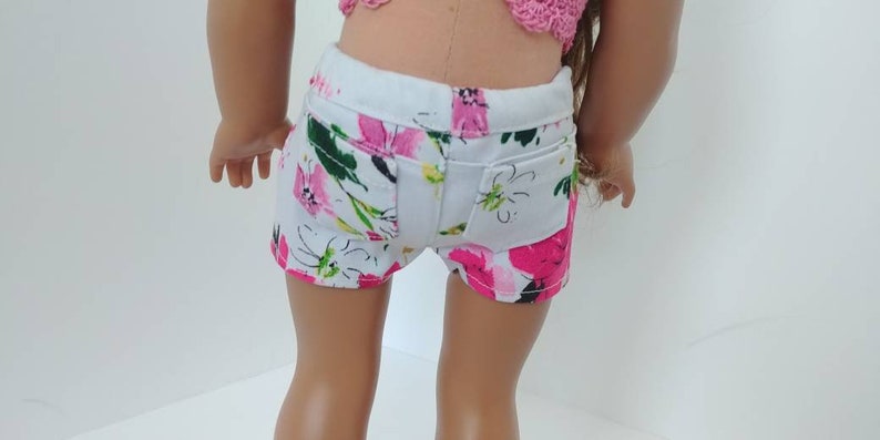 Gray Fushia floral jean shorts Doll Jeans shorts .18 inch doll clothes 18 inch doll clothing American girl