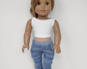 18 inch doll clothes. Fits like American doll clothing. 18 inch doll clothing. Cropped White tank top