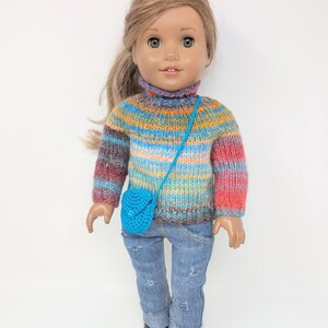 18 inch doll clothes. Fits like American doll clothes. 18 inch doll sweater. Varigated  sweater