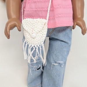 18 Zoll Puppentasche. 18 cm große Puppenkleidung. Fransen Puppenhandtasche