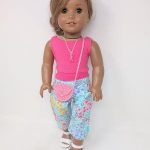 18 inch doll clothes. Fits like American doll clothes. 18 inch doll clothing.  Floral  capri pants