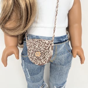 Crochet Doll Purse: Brown Variegated Cotton, Working Button (18 inch)