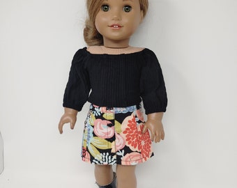 Fits like American doll clothes .18 inch doll clothes. 18 inch doll clothing.  Printed skirt