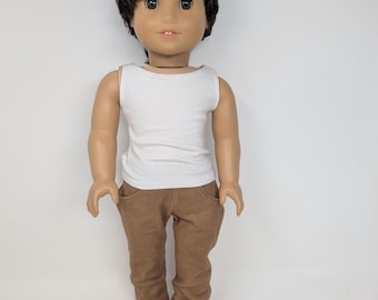 Boy or girl doll pants. 18 inch doll clothes.. Fits like American doll clothing. 18 inch doll clothes. Cinnamon Brown  pants only