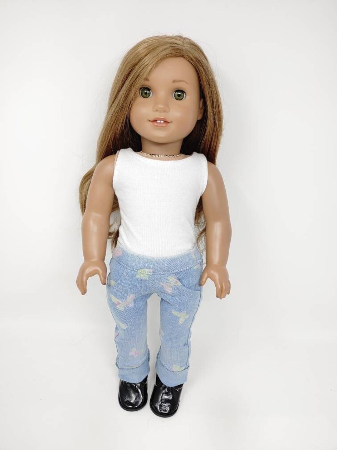 18 Inch Doll Clothes. 18 Inch Doll Clothing. Fits Like American Doll Clothes. Denim Butterfly