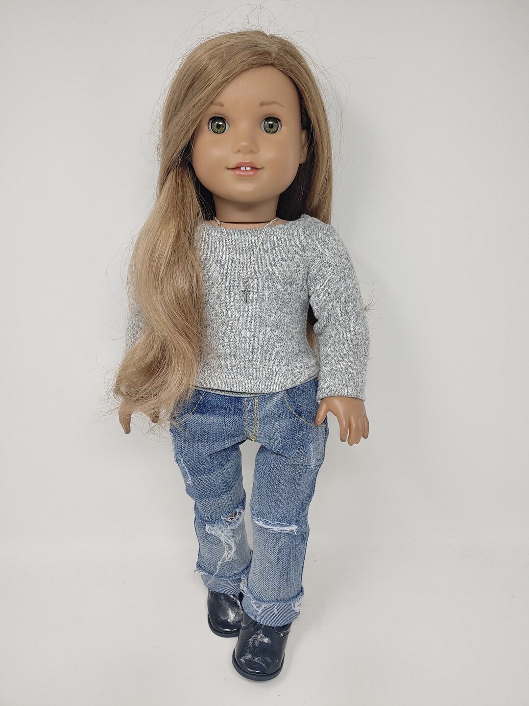 Doll Shirt. Fits Like American Doll Clothes. 18 Inch Doll Clothes.18 Inch Doll Clothing. Gray