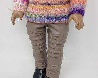 Vestiti per bambole da 18 pollici. Vestibilità simile a quella dei vestiti per bambole americani. Vestiti per bambole da 18 pollici. Pantaloni da motociclista elasticizzati color talpa.