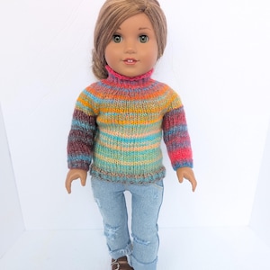 18 inch doll clothes. Fits like American doll clothes. 18 inch doll sweater. Varigated  sweater