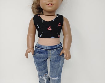 18 inch doll clothes. Fits like American doll clothing. 18 inch doll clothing. Cropped print tank top