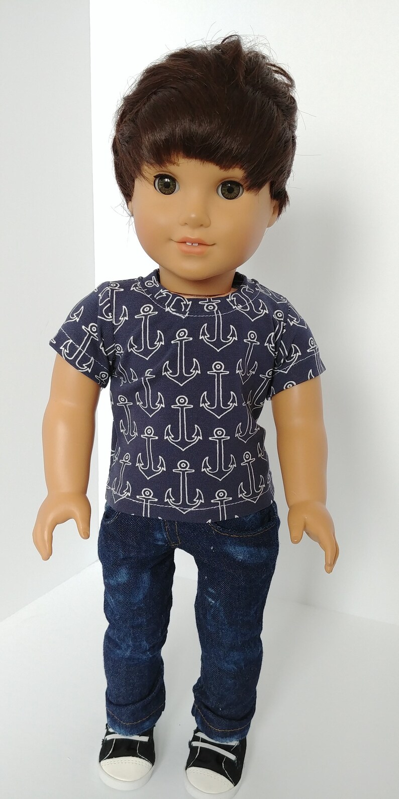 Doll Clothes for 18 inch Boy American Girl Dark Denim Jeans Pants