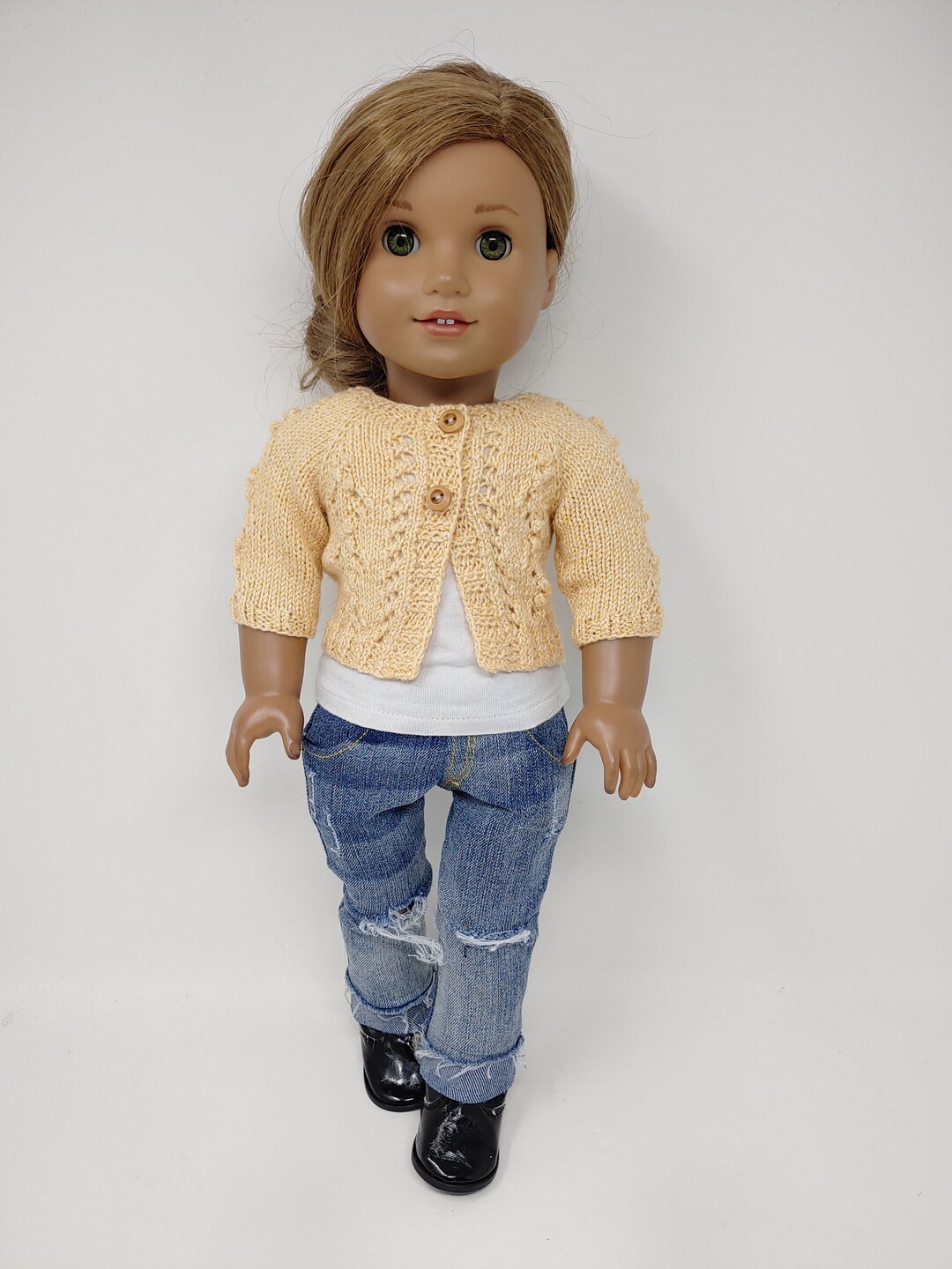 Fits Like American Doll Clothes. 18 Inch Doll Clothing. 18 Inch Doll Clothes. Peach Cardigan
