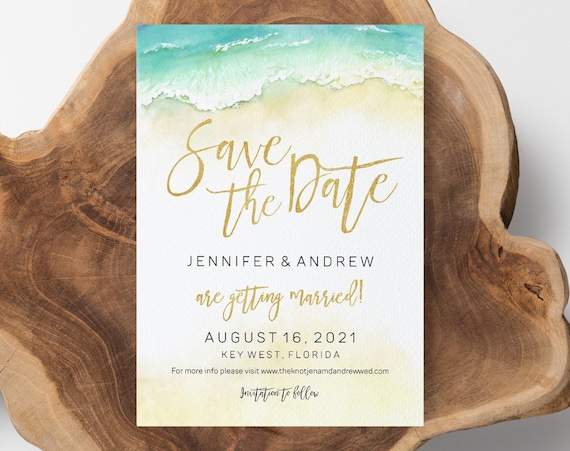 Editable Save The Date Template Beach Wedding Save The Date Etsy