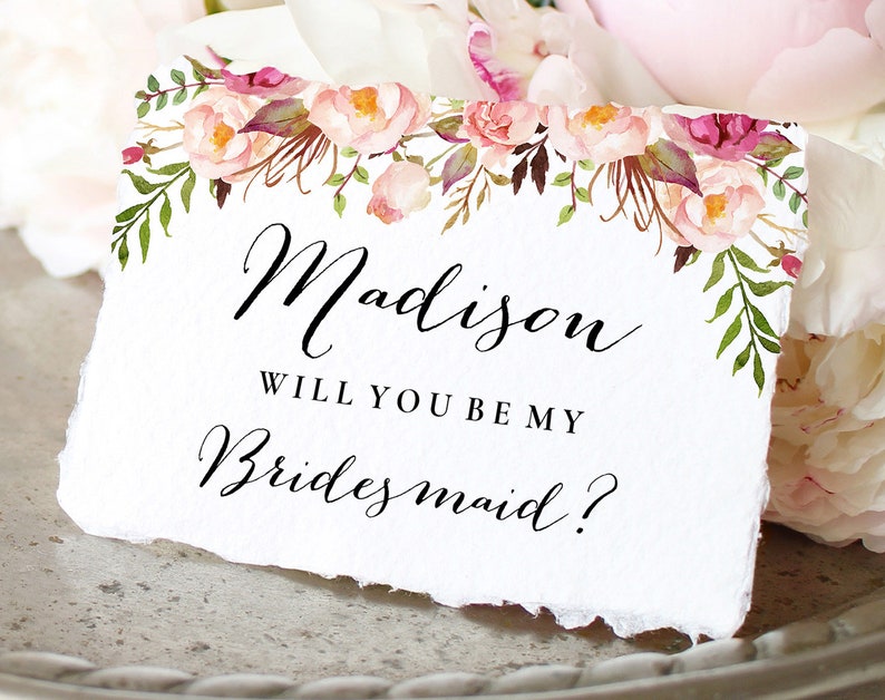 Editable Bridesmaid Card Matron Of Honor Card Maid Of Honor Card Will You Be My Bridesmaid Card PDF Instant Download LWI-W1 Flower Girl
