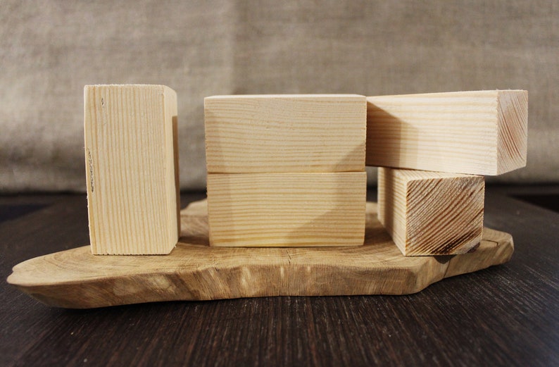 Pine Wooden Rectangular Blocks Unfinished Cubes Tree Etsy