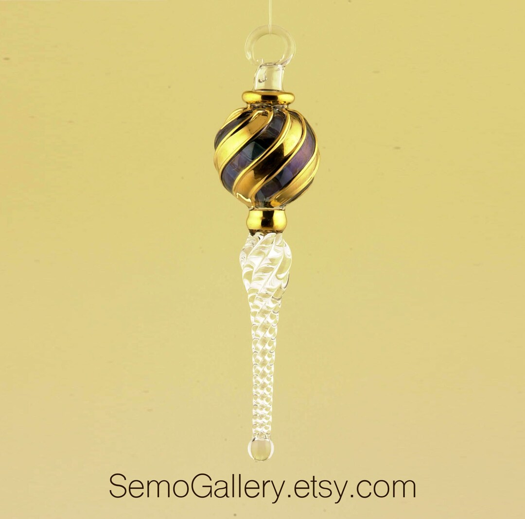Egyptian Glass Christmas Ornaments, Handmade Blown Glass Engraved With